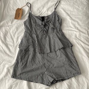 Gingham romper NWT